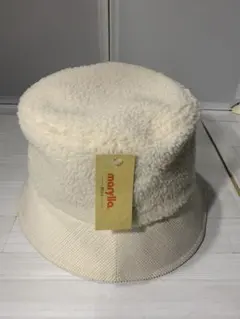 【美品】ボアバケットハット オフホワイト M ふわふわもこも
