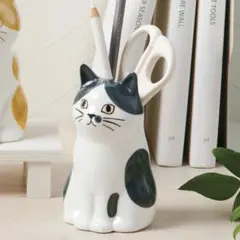 フラワーベース 一輪挿し ペンスタンド 歯ブラシスタンド 猫 ハチワレ