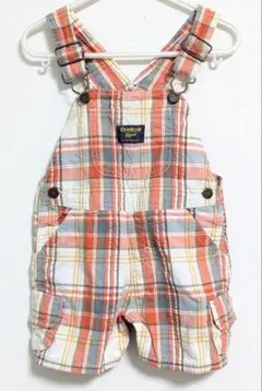 OshKosh B'Gosh チェック柄オーバーオール 80 オレンジ