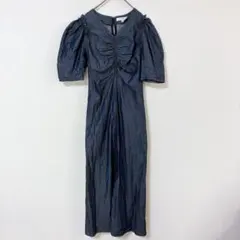 マウジー　美品　フロントギャザーパフスリーブワンピース　レディースS相当　綿