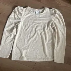 ZARA クリーム色 パール装飾 長袖　ニット　カットソー11-12歳