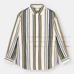 ツイルオーバーサイズシャツ(長袖)(ストライプ)　GU