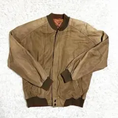 【古着】ヴィンテージ スエードボンバージャケット 茶色【48】