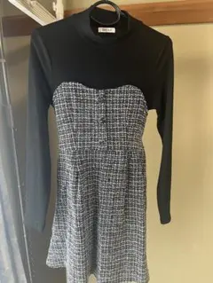 長袖ツイード柄ワンピース Lサイズ