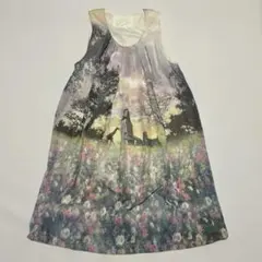 iS ScoLar イズ スカラー　グラフィックプリント ノースリーブワンピース