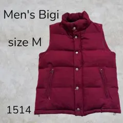 Men's Bigi バーガンディ ダウンベスト Mボルドー 防寒軽量カジュアル