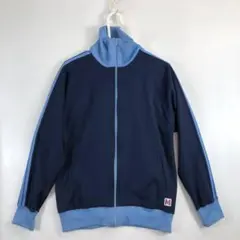 80s MIZUNO トラックジャケット ジャージ Lサイズ ネイビー/水色