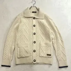 バーバリーブラックレーベル　ケーブルニット　カーディガン　アイボリー　三陽商会