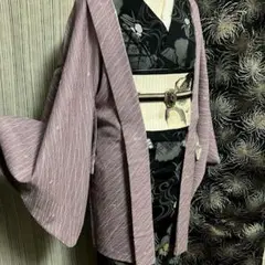 【NEW】くすみピンクパープル 流れ星の様な柄 着物羽織