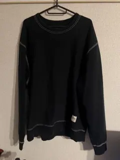 stussy ステッチ　スウェット　トレーナー　リンガーネック　L 黒