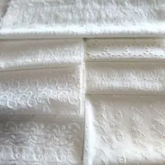 ホワイト系◯刺繍綿レース生地 ◯７枚セット