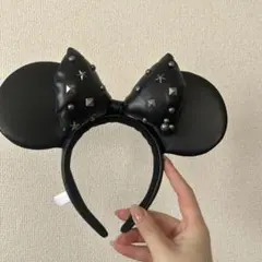 ミッキー耳カチューシャ スタッズ付き 黒