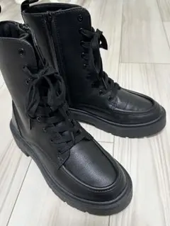 ユニクロUNIQLO:C レースアップショートブーツ 厚底ミリタリーブーツ