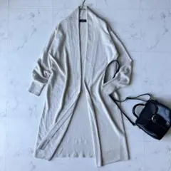 アンゴラ混✨グリーンレーベルリラクシング ロングカーディガン ライトベージュ