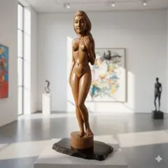 木製　置物　像　木彫り　女性　バリ島　アンティーク