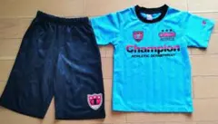 【130cm】チャンピオン セットアップ Tシャツ ハーフパンツ 水色 黒