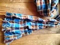 チェック柄フリンジマフラー