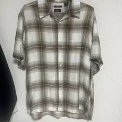 00s haggar オンブレチェック オープンカラーシャツ / リネンレーヨン