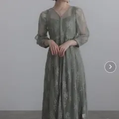 ドレス　フォーマル　結婚式　花柄　グリーン　レースアウター　atlo パーティー