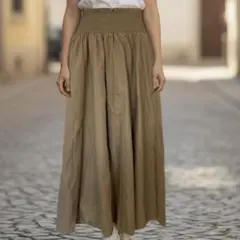 美品 GU ジーユー フレアスカート M ベージュ ゴムウエスト ゆったり