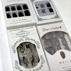 ネイルチップ まとめ売り ブラック系 ショート&ロング 予備シート付き