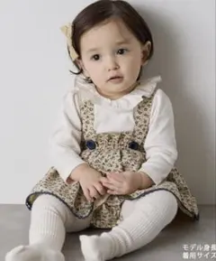 riziere ベビー配色スカラ花柄サス付きブルマスカート　アッシュブラウン