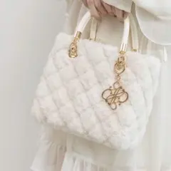 【RANDA】2WAY ファーキルティングハンドバッグ アイボリー 新品