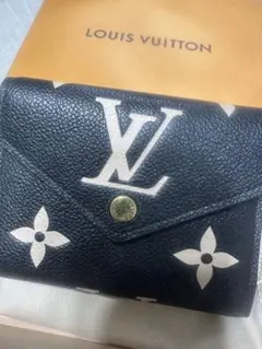 LOUIS VUITTON 二つ折り財布 ブラック/アイボリー