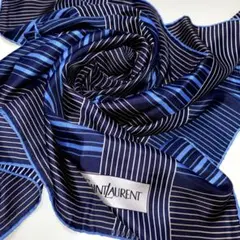 イヴ・サンローランスカーフ　ストライプボーダー　シルク100% 極美品