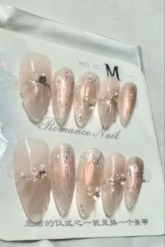 ネイルチップ Mサイズ クリアピンク シェルネイル 10個入り