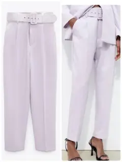 ZARA ベルト付きハイウエストパンツ XS