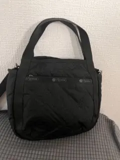 美品　レスポートサック　2wayミニショルダーバッグ　黒　キルティング　花