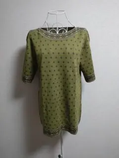 ALLUMETTE ノルディック調柄半袖ニットワンピース　フォロー割り引き対象外