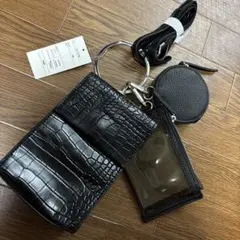 しまむら 3連 マルチ クロコダイル スクエア スマホ お財布 ショルダー