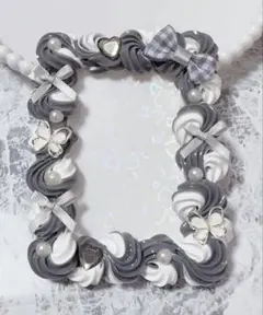 ホイップデコ硬質トレカケースB8グレー白ミックス リボン 蝶 ハートTC-297