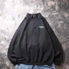 JERZEES トレーナー ハーフジップ　企業ロゴ　刺繍　ブラック