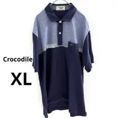 Crocodile メンズ シャツ ゴルフ XL ブルー ネイビー クロコダイルのサムネイル