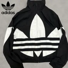 adidas ビッグトレフォイル ナイロンJKT XL 黒白 アディダス