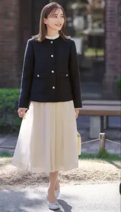 ANY SIS ノーカラージャケット M ネイビーのサムネイル
