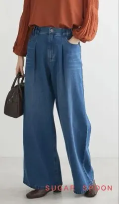 ＳＵＧＡＲ　ＳＰＯＯＮ　デニムタックワイドパンツ　Fサイズ