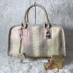 極美品 Money Love パイソンレザー ハンドバッグ ボストンバッグ