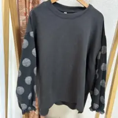 クラウドナイン　チャコールグレー ドット柄 長袖 Tシャツのサムネイル