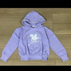 メゾピアノ　裏毛　ユニコーン刺しゅう　フリル　パーカー