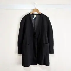 COMME CA コムサ ウール混 ロングカーディガン 黒 ニット 羽織 ガウン