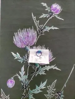 竺仙★浴衣反物 ダークグリーンアザミ 浴衣反物 お仕立て代別途