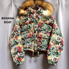 BANANA BOAT 短丈花柄ファーダウン ブルゾン 中綿 平成ギャル y2k