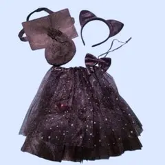 ハロウィン　黒猫 コスチューム 4点セット