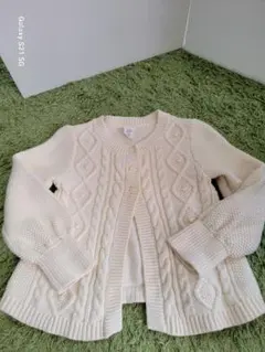 GAP ケーブル編みカーディガン　ホワイト ニット100cm