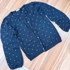 earth music&ecology ネイビー ドット柄 カーディガン M