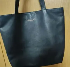 ハロッズ 大型トート スパンコールロゴ A4可 黒帆布 裏花柄 ポケット多 